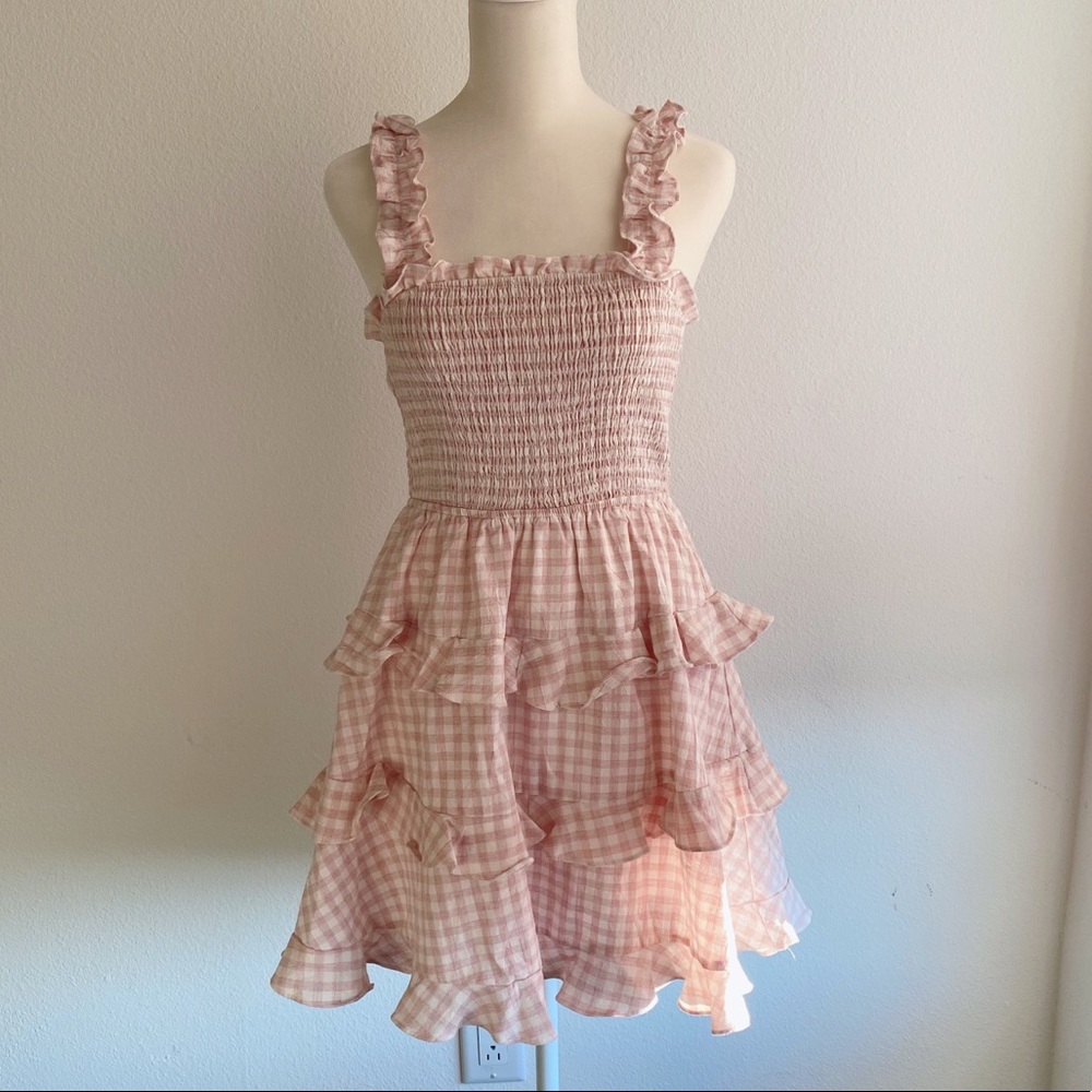 Ruffle - smocked open back mini dress🤍
